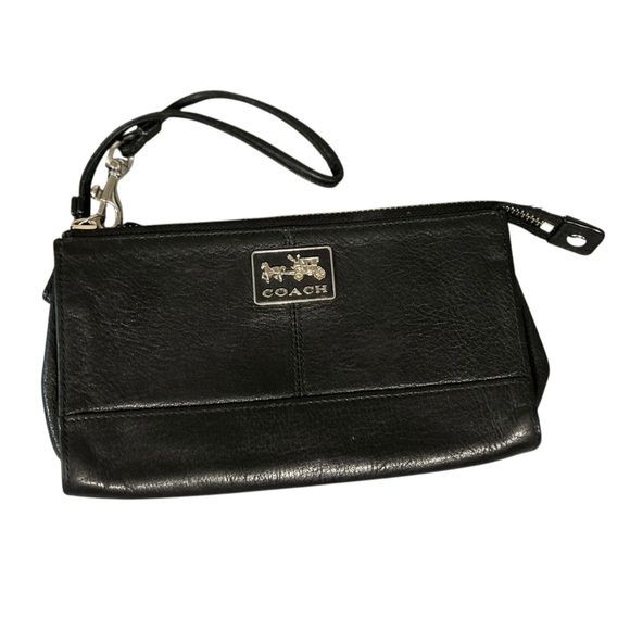 COACH Black Leather Wristlet - Picture 1 of 6